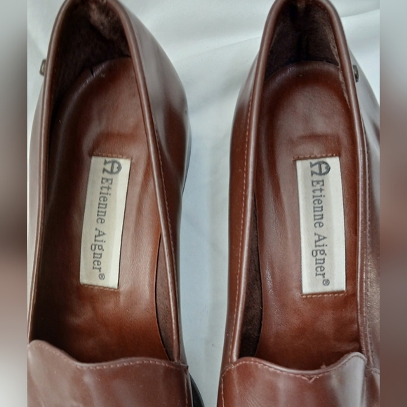 Etienne Aigner Townsend Brown Leather Low Heel Loafers Womens 8M Classic Preppy - Picture 3 of 7